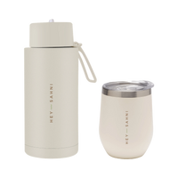HEY SAHNI Set Thermobecher und Trinkflasche Creme