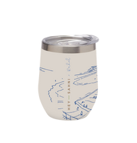 HEY SAHNI Bondi Edelstahl Thermobecher – Limited Edition x Rahel, Frontansicht mit Bondi-Beach-Design